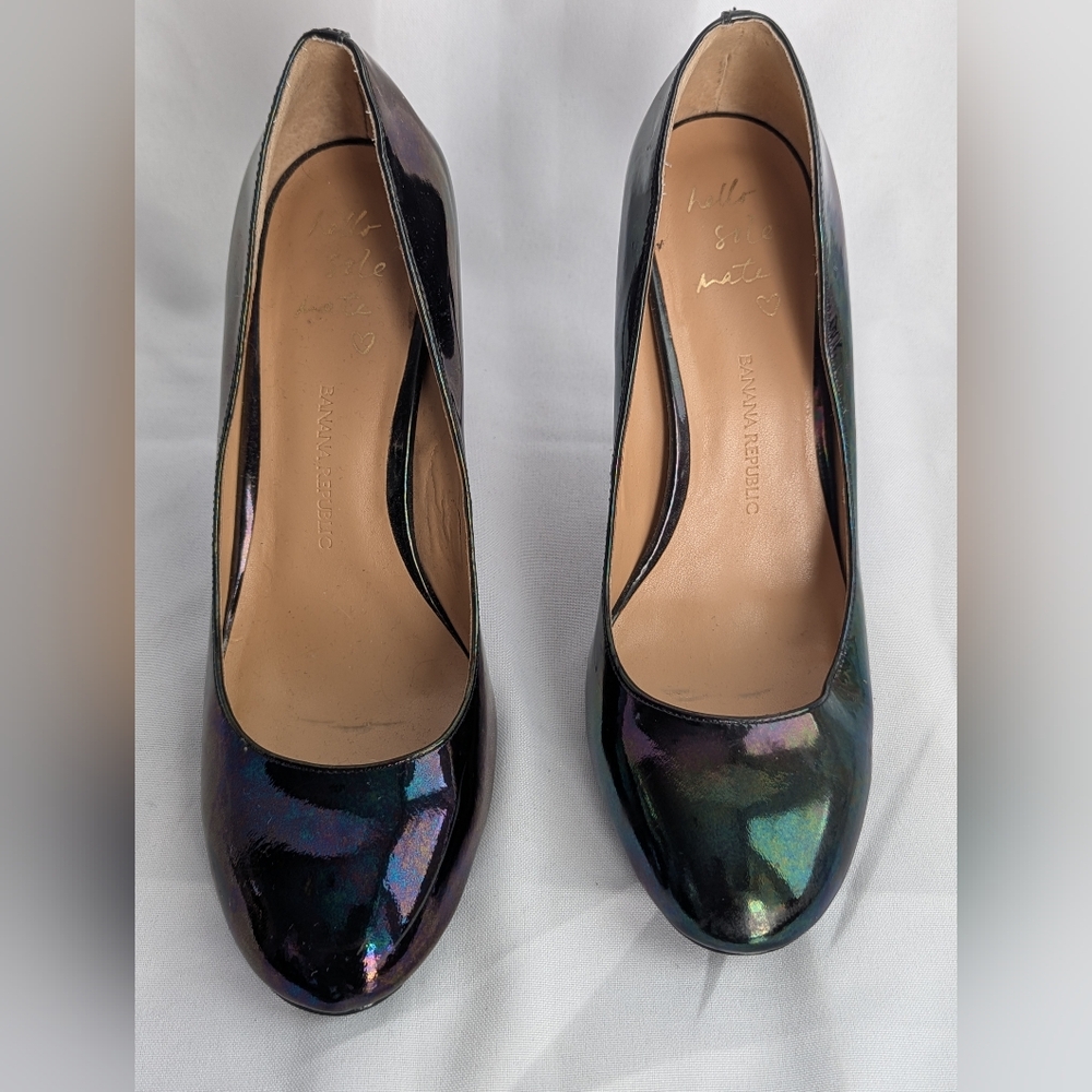 Banana Republic Iridescent Black Pumps Stiletto Heel Size 8